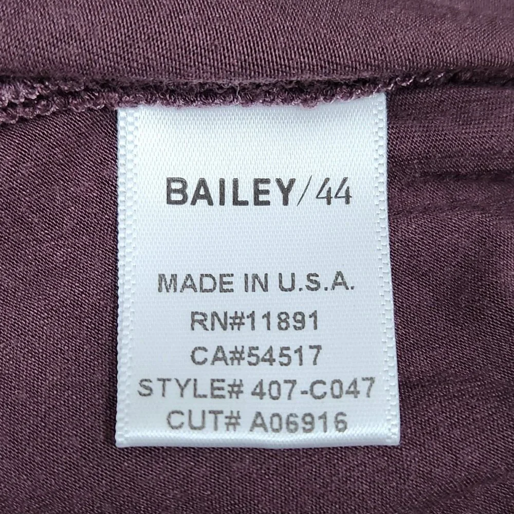 Bailey 44 Plum Ruched One Cold Shoulder Asymmetrical Long Sleeve Top - Size S - Picture 6 of 8